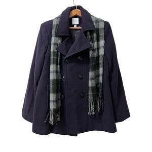 Croft & Barrow Womens Double Breasted Wool Blend Pea Coat Size L Purple NWT